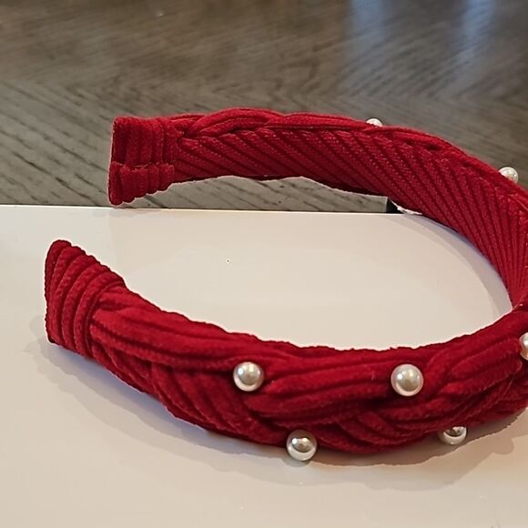 Red headband with pearls - Picture 3 of 7